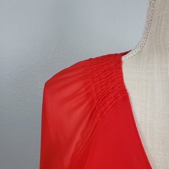 ARMANI EXCHANGE 100% Silk 3/4 Sleeve A-Line Dress Sz 6 Orange - Picture 3 of 10
